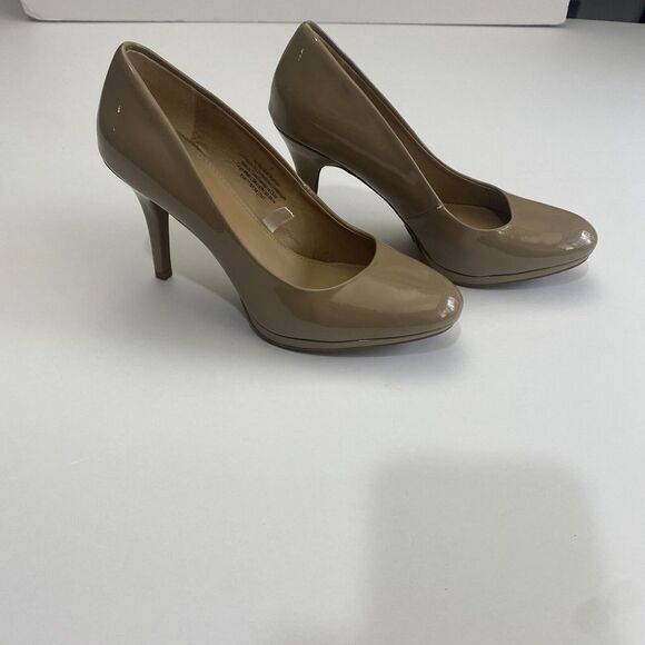 Merona Women’s Heels 7 Dress Stiletto PumpsTan Faux Leather Slip‎ On Almond Toe - Picture 7 of 16